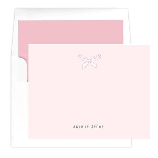 Pink Bow Flat Note Cards